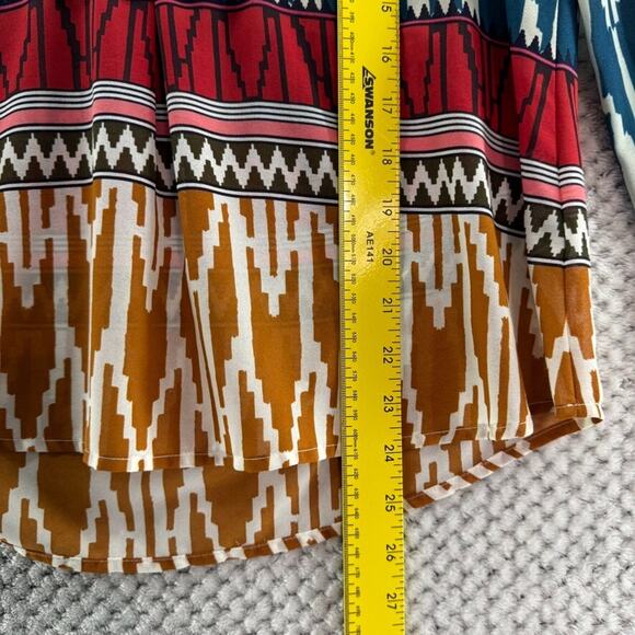 Maeve Top 2 Green Arrow Print Western Rohana V-Neck Long Sleeve Lightweight - Picture 10 of 13